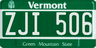 VT license plate ZJI506