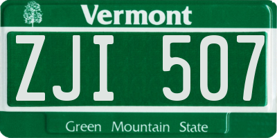 VT license plate ZJI507
