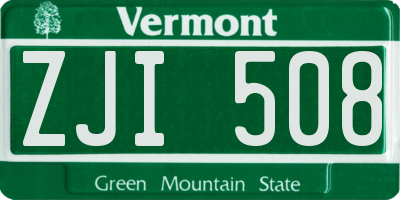 VT license plate ZJI508