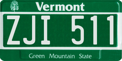 VT license plate ZJI511