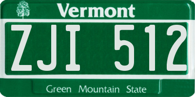 VT license plate ZJI512