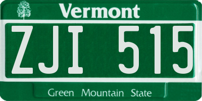 VT license plate ZJI515