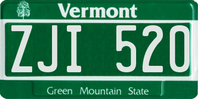 VT license plate ZJI520