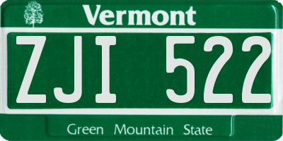 VT license plate ZJI522