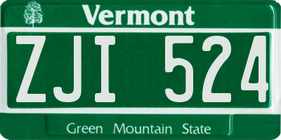 VT license plate ZJI524