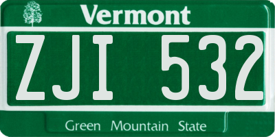 VT license plate ZJI532