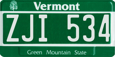VT license plate ZJI534