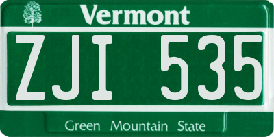 VT license plate ZJI535