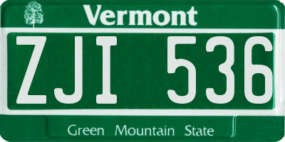 VT license plate ZJI536
