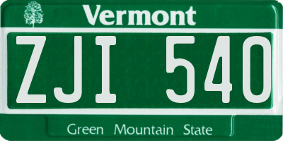 VT license plate ZJI540