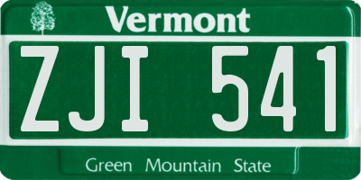 VT license plate ZJI541