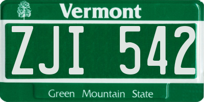 VT license plate ZJI542