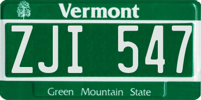 VT license plate ZJI547