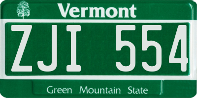 VT license plate ZJI554