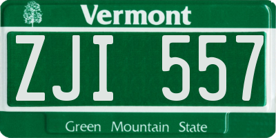 VT license plate ZJI557