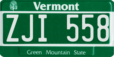 VT license plate ZJI558