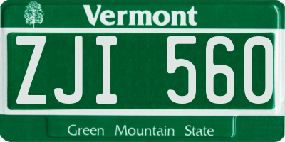 VT license plate ZJI560