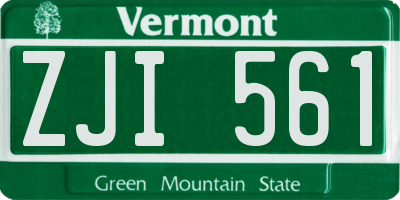 VT license plate ZJI561