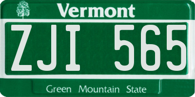VT license plate ZJI565