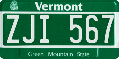 VT license plate ZJI567