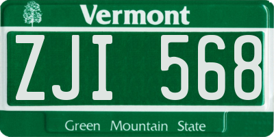 VT license plate ZJI568