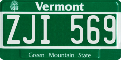 VT license plate ZJI569