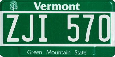 VT license plate ZJI570