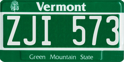 VT license plate ZJI573