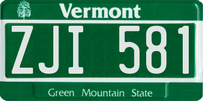 VT license plate ZJI581