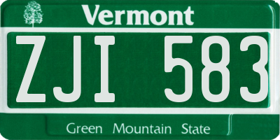 VT license plate ZJI583