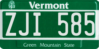 VT license plate ZJI585