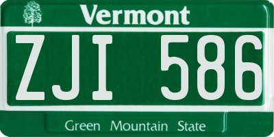 VT license plate ZJI586