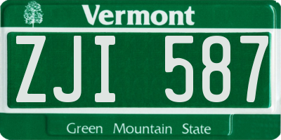 VT license plate ZJI587