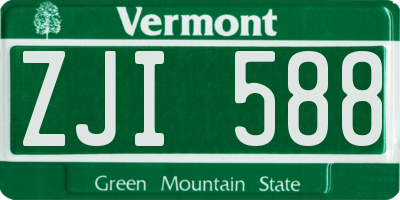 VT license plate ZJI588