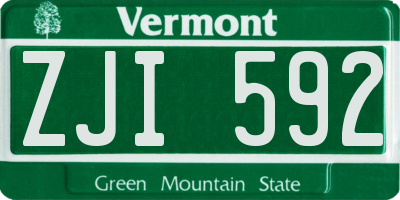 VT license plate ZJI592