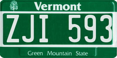 VT license plate ZJI593