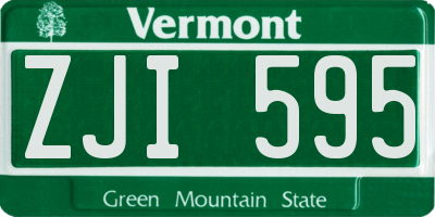 VT license plate ZJI595
