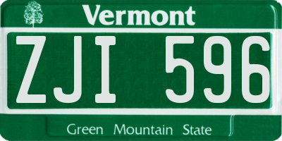 VT license plate ZJI596