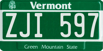 VT license plate ZJI597