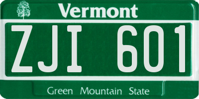 VT license plate ZJI601