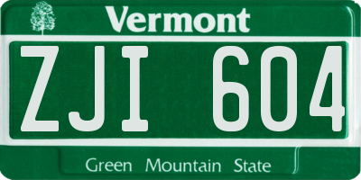 VT license plate ZJI604
