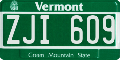 VT license plate ZJI609