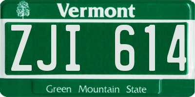 VT license plate ZJI614