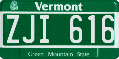 VT license plate ZJI616