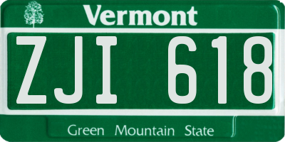 VT license plate ZJI618