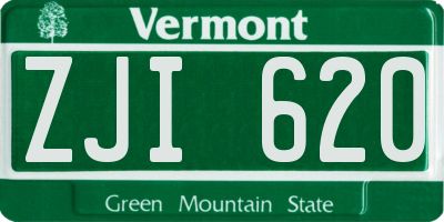 VT license plate ZJI620