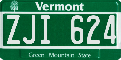 VT license plate ZJI624