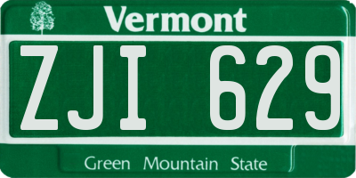 VT license plate ZJI629