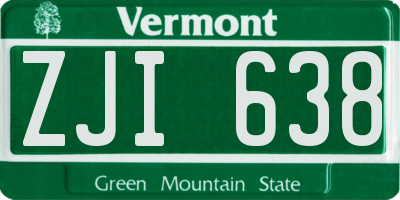 VT license plate ZJI638