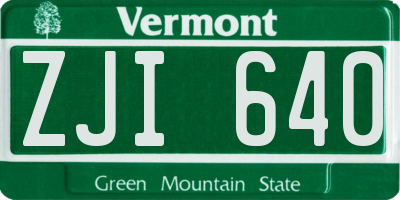 VT license plate ZJI640